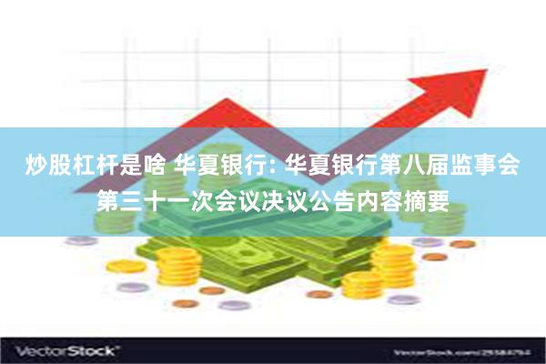 炒股杠杆是啥 华夏银行: 华夏银行第八届监事会第三十一次会议决议公告内容摘要
