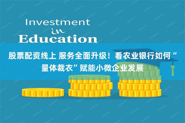 股票配资线上 服务全面升级！看农业银行如何“量体裁衣”赋能小微企业发展