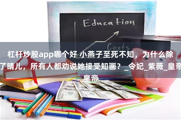 杠杆炒股app哪个好 小燕子至死不知，为什么除了晴儿，所有人都劝说她接受知画？_令妃_紫薇_皇帝
